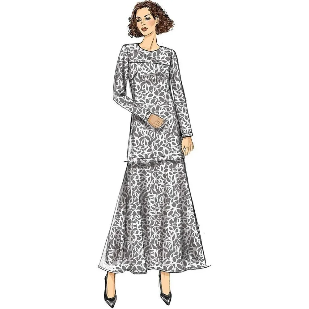 Butterick Sewing Pattern 6636 Blouse Scarf Skirt Misses Size‎ 6-14 UNCUT